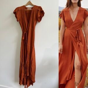 Christy Dawn Rust Orange Maxi Wrap Dress